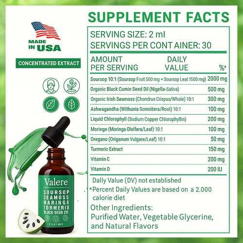 Valere Pure Soursop 10 in 1 Liquid Drops Extract